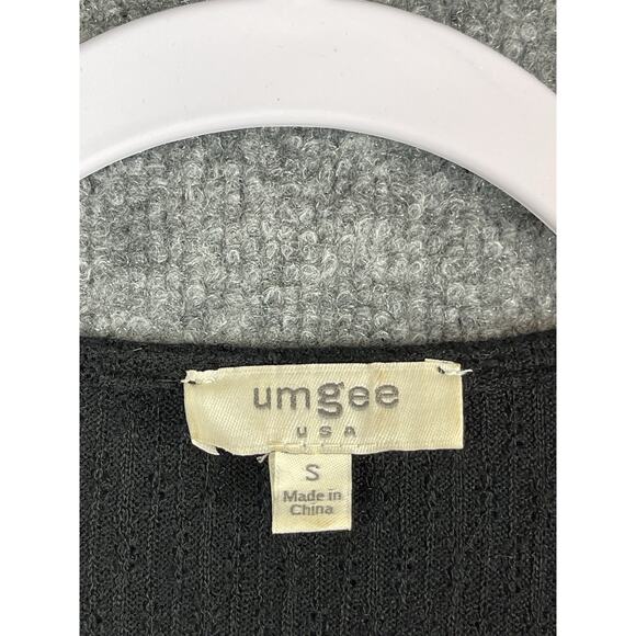 Umgee Black Colorful V-Neck Textured Tiered Ruffled Long-Sleeve Mini Dress Sz S - Picture 3 of 10